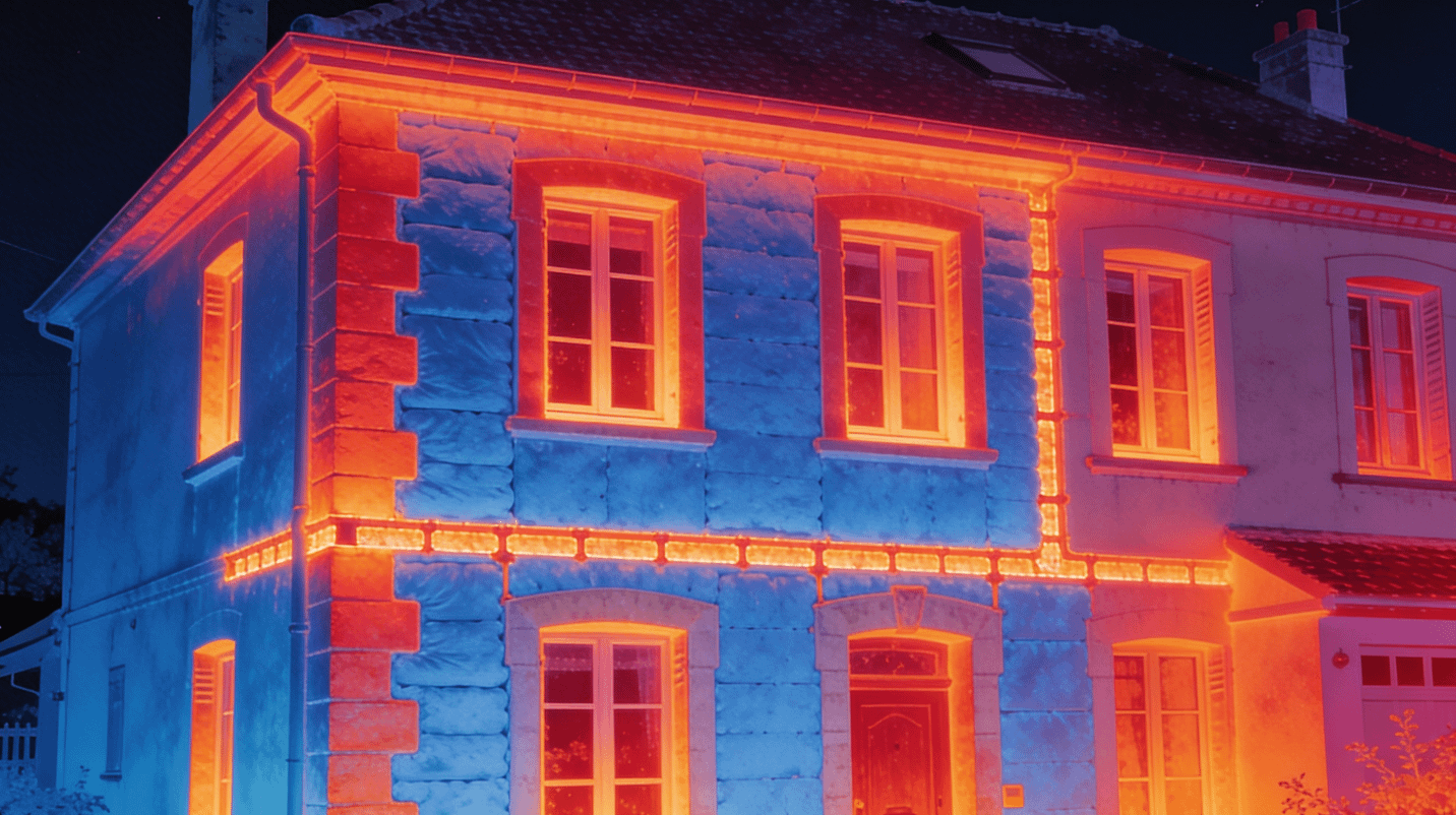 détection des ponts thermiques sur une maison par caméra thermique